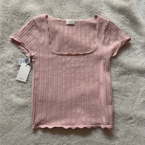 Aritzia Tops - Aritzia pink knit eyelet top